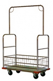 AA-68:รถเข็นกระเป๋าสแตนเลส
มีตะแกรงล่างและตัวแขวนบน
Stainless Suitcase Trolley with barrier size 55x110xH175 cm.