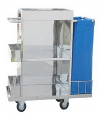 MT-83 :รถเข็นผ้าแม่บ้าน
สแตนเลส 3 ชั้น 
พร้อมถุงผ้าคลูนิล่อน
Housekeeper stainless steel trolley