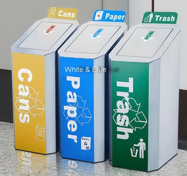 AM-153 :ถังขยะสแตนเลสแยกประเภท
3 ช่อง ฝาผลัก 
Classification Waste Bin