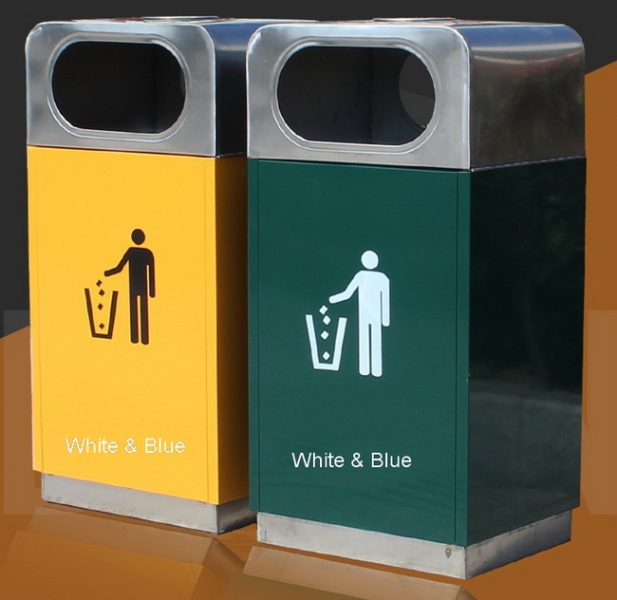 AM-175 :ถังขยะสแตนเลสแยกขยะคู่ 
Duo Classification Waste Bin