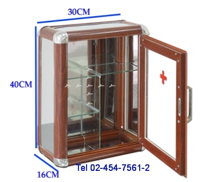 ET-63:ตู้ยาติดผนัง-อลูมิเนียมแผ่นสแตนเลส-ลายไม้ 
Aluminum Pharma Wall Cabinet