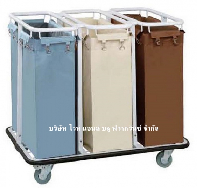 MT-62:รถเข็นแยกประเภทผ้า 3 ช่อง 
Triple Classified Laundry Cart