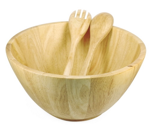 AK-124:ชามสลัดไม้ 12 นิ้วพร้อมช้อนและส้อมไม้ 
Wooden Salad Bowl with spoon & fork