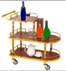 DT-66:รถเข็นไม้เสริฟไวน์สีทอง 
Golden Wood Beverage Cart