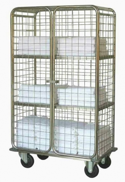 MT-48:รถเข็นสแตนเลสใส่ผ้าแม่บ้านมีประตู 
Stainless Fabric Cart with lockable doors