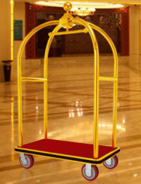 AA-43 : รถเข็นกระเป๋าทรงกรงนกสีทองพรมแดง
Luggage Golden Cart