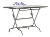 AC-98:โต๊ะพับสแตนเลส 
Stainless steel 201 folding table 
size110x70x75cm.