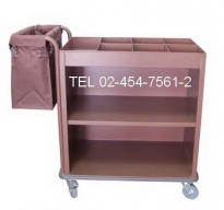 MT-04:รถเข็นแม่บ้านสีน้ำตาลถุงส้้น -4
Housekeeper Cart with short bag -4